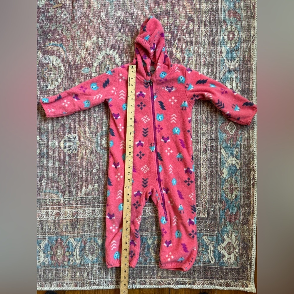 Columbia 18-24month infant Snowtop II bunting fleece pink woodland creatures - Picture 2 of 13